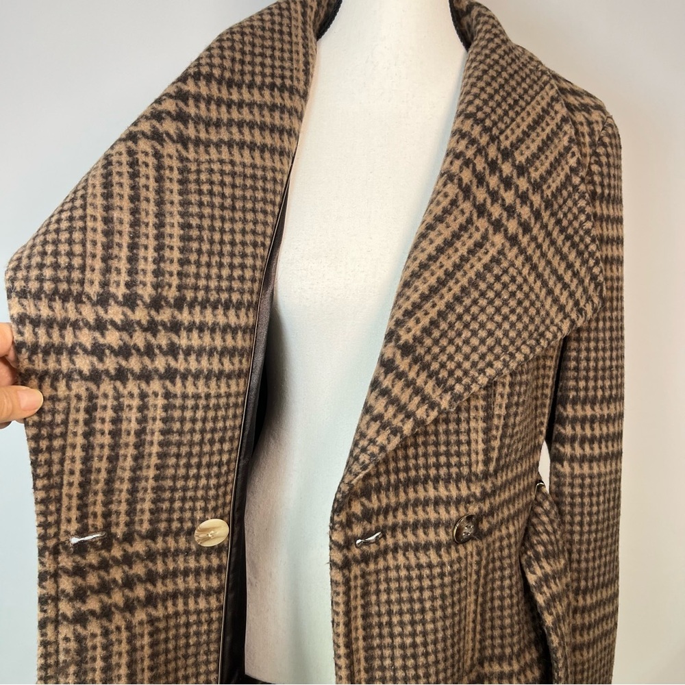Calvin Klein Women’s Wool Blend Coat in Brown and Black Plaid | 8 - Picture 5 of 16